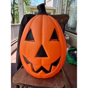 Vintage 80’s Empire Plastic Blow Mold Pumpkin Halloween Jack-o-Lantern 23”